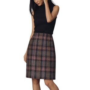 Boden Women's Plaid Midi Skirt Wool Vintage Brown Size Medium 10